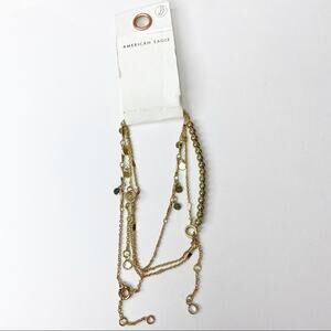 NWT American Eagle Outfitters Gold Tone 3 Piece Anklet Set